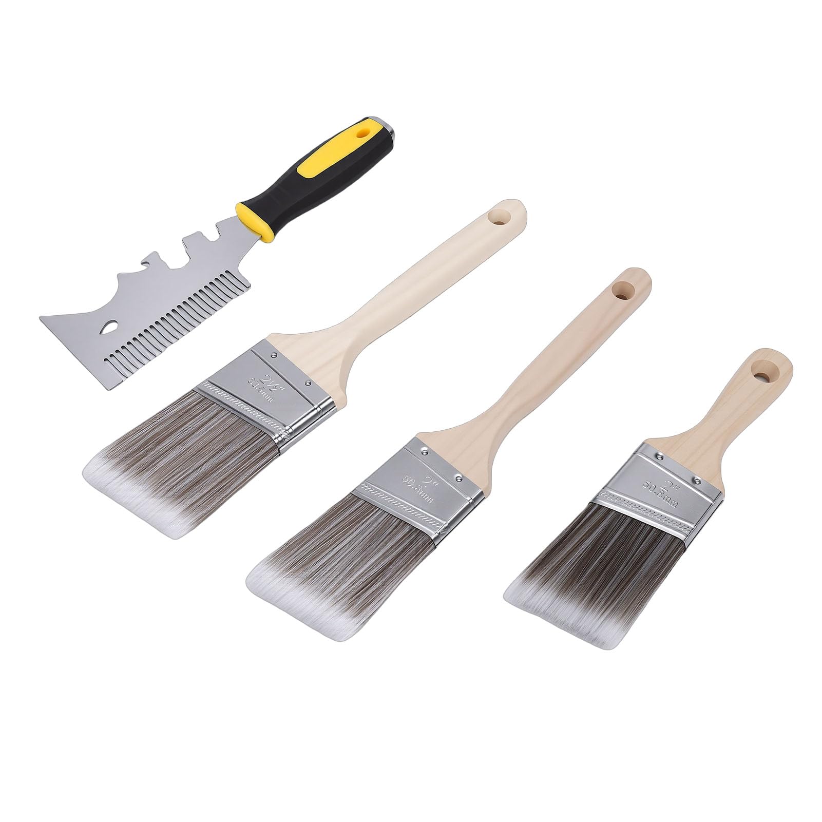 Brosse coudée et pinceaux de découpe de 2 pouces avec peigne en acier