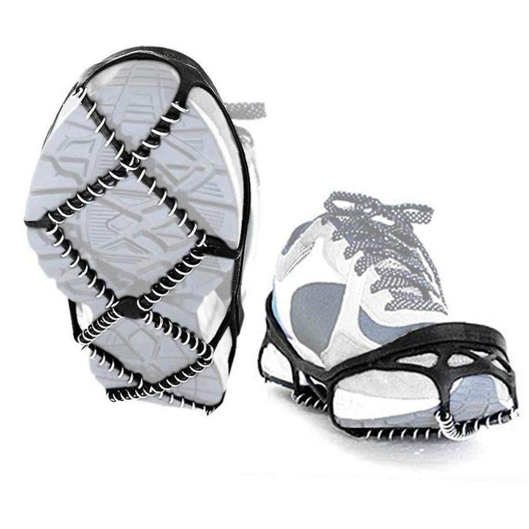 Crampons Ice Crampons Poignées de Traction Bottes de randonnée antidérapantes Chaussures avec Sangles en Caoutchouc Pointes en Acier Inoxydable pour Marcher sur la Neige et la glac