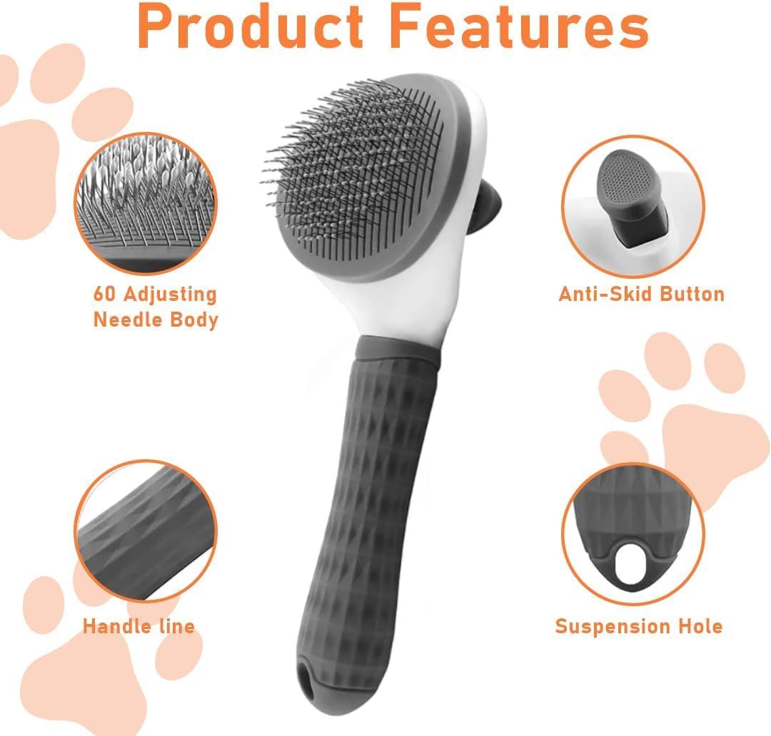 Blutails Spazzola Slicker per cani e gatti, spazzola autopulente per la toelettatura degli animali domestici, adatta per cani e gatti e qualsiasi pelo di neonati