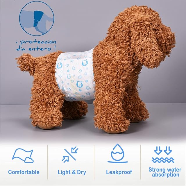 Foto 5 de 6 de BPS 48 Pcs Pañal para Perro Sanitarios Mascotas Desechables Masculino ​Entrenamiento Súper Absorbente…