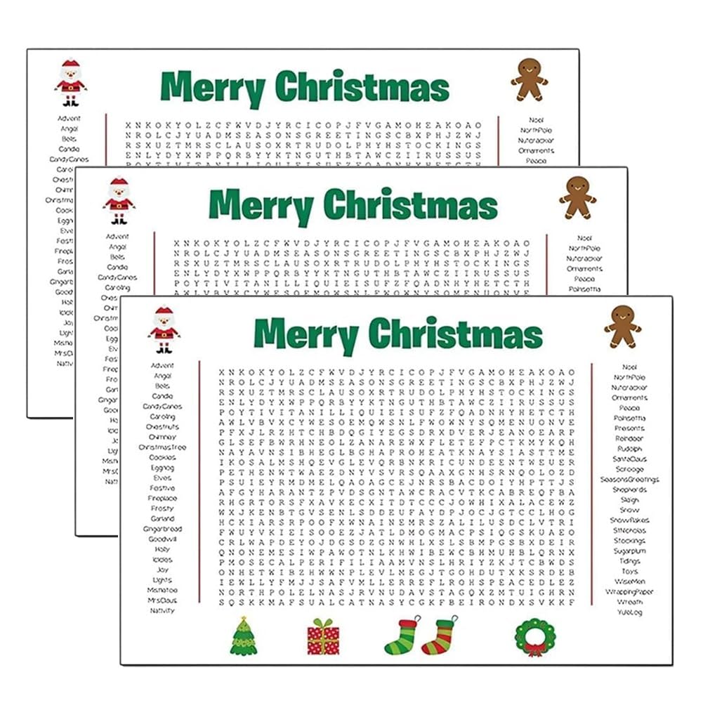 Homaskylynn Christmasx3 Jumbo Christmas Word Search Poster, Giant 31.5"X20" Wall Game, Holiday Activity Poster, Xmas Activity Posters For Families, Fun Interactive Xmas Word Find Puzzle Posters For Christma Game(Christmasx3)