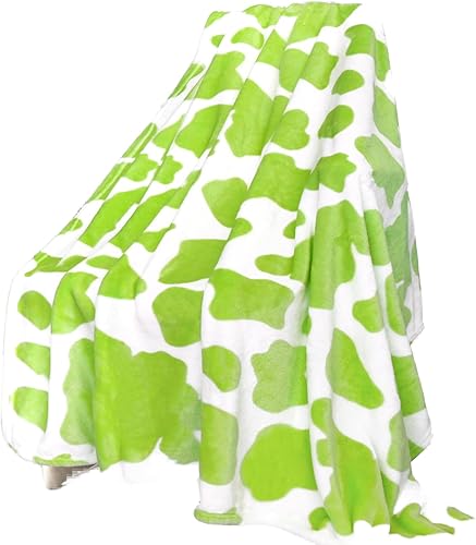 HSEEC Manta verde de forro polar, acogedoras y mantas suaves para sofá Verde,Blackcowthrow,Newbrown,Morado,Fresa vaca,Manta de vaca blanca,Manta