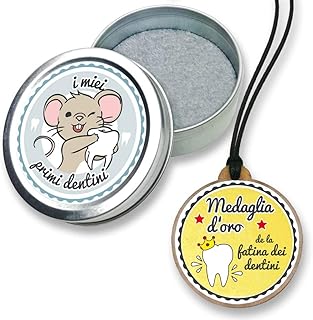 FANS & Friends Scatola Medaglia Denti da Latte per bambini e bambine, scatola porta dentini, scatola fatina dei dentini (blu)