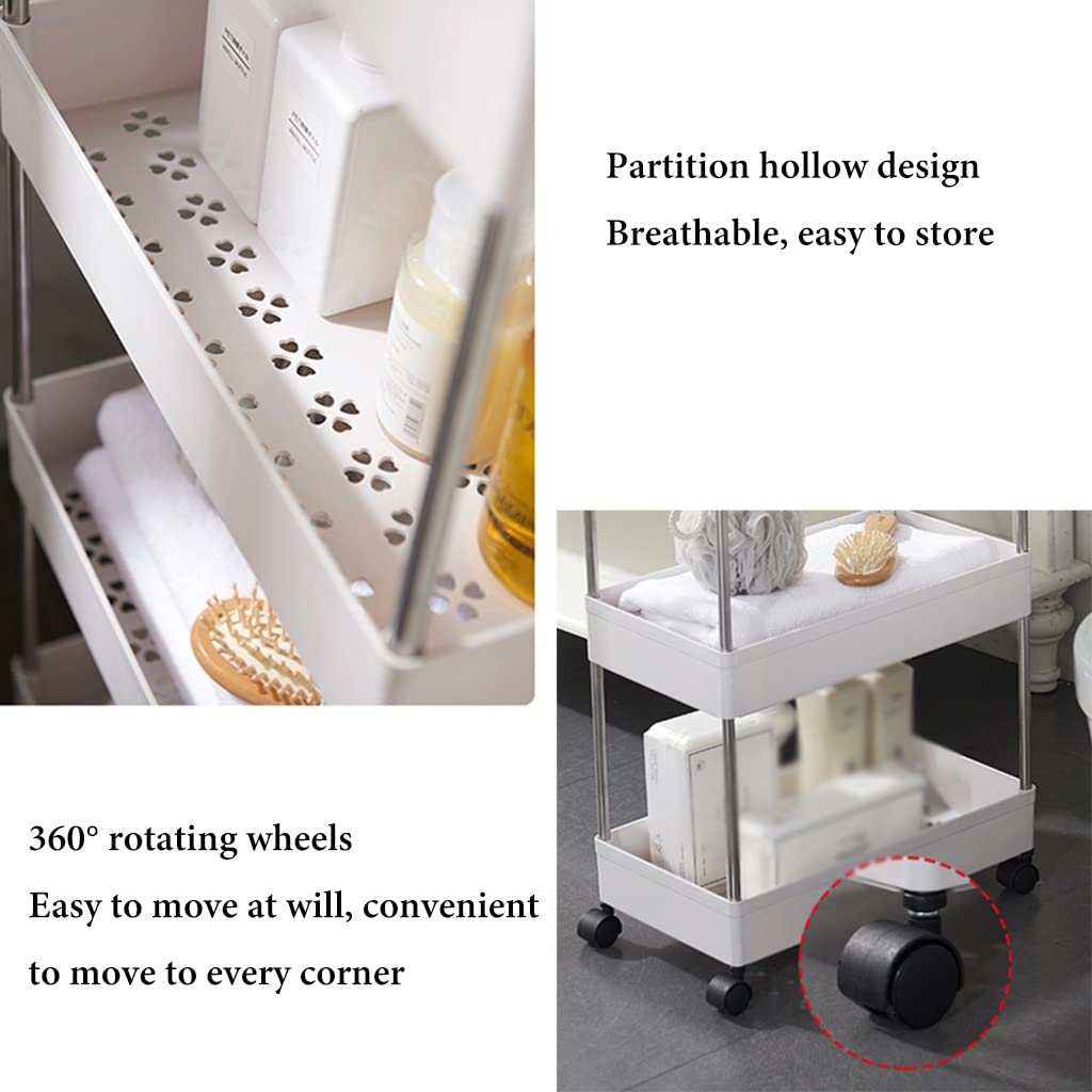Carrito de Almacenamiento Delgado de 2 Niveles/3 Niveles/4 Niveles, Unidad de estantería móvil, Organizador de baño, Carrito Deslizante para refrigerios con Ruedas para Cocina (Col