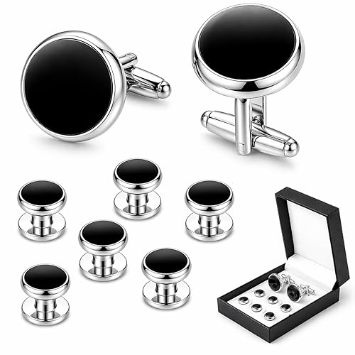Men's Cufflinks & Tuxedo Studs Set - 316L Stainless Steel