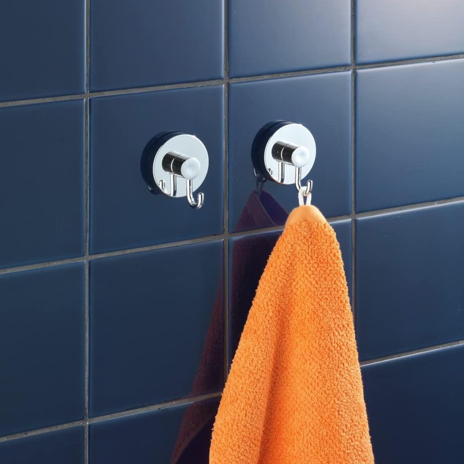 Avilia Set of 2 Towel Rails for Bathroom and Kitchen with Fixing Without Holes - Towel Holder with Suction Cup, Metal, 7 x 4.5 x 6 cm - Image 3