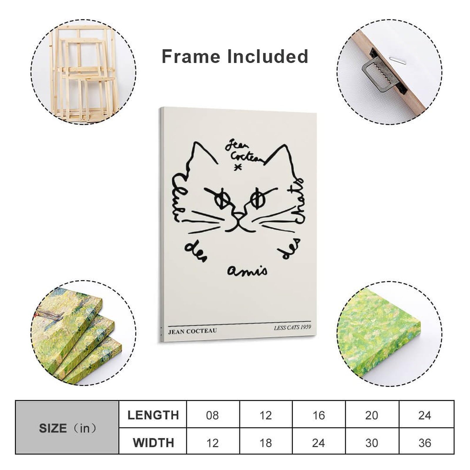 Amazon.co.jp: ジャンコクトーポスター 猫の顔抽象線プリント