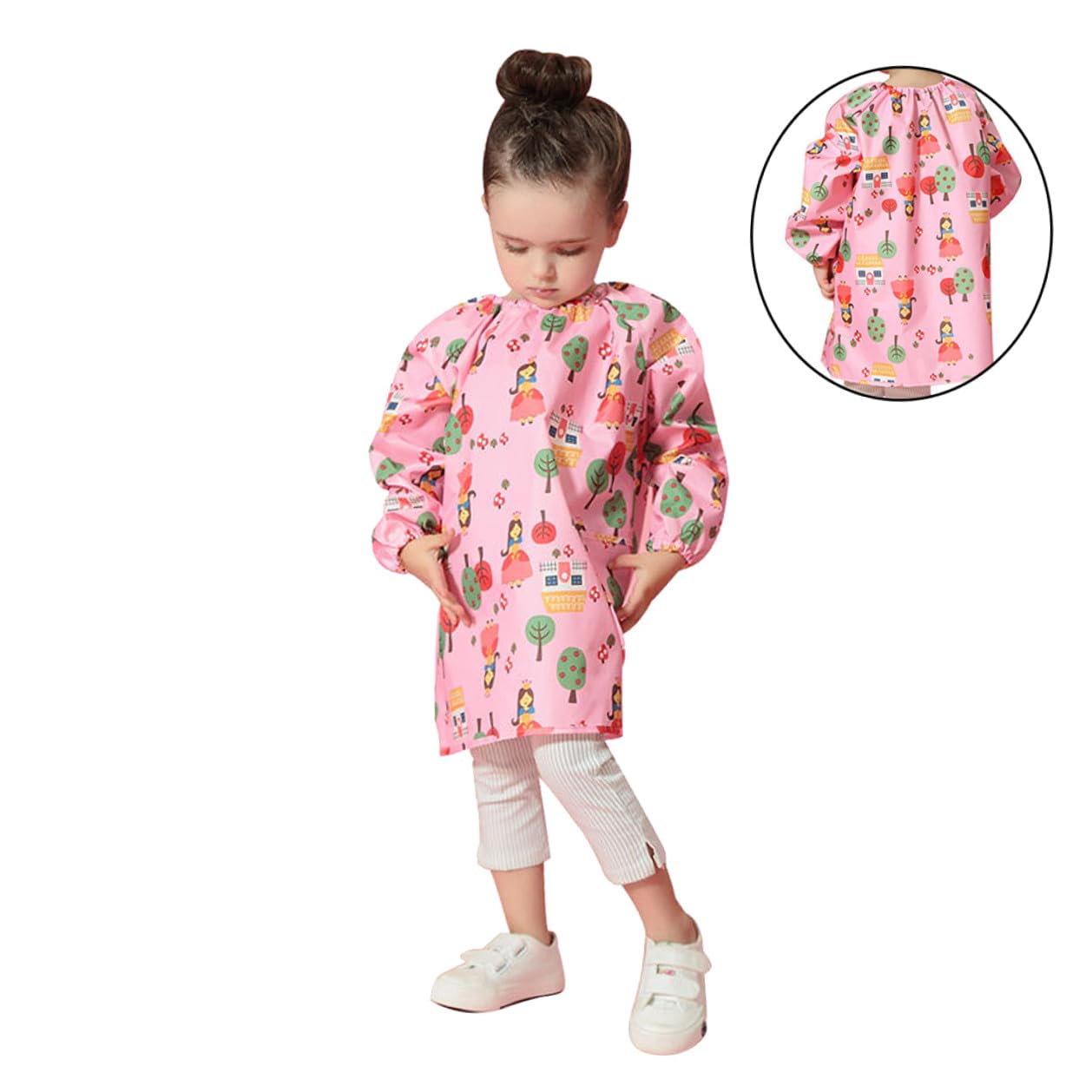 BESTonZON Tablier de Peinture Imperméable pour Garçon et Filles Manches Longues Taille S Polyester Respirant Protection Anti-Taches pour Activités Artistiques et Dessin Vêtement de