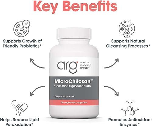 Miniatura 4 de Allergy Research Group - Microquitosano - Quitosano de partículas pequeñas de mariscos - 60 Vegicaps