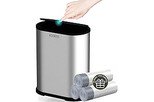 Slim Stainless Steel Bathroom Trash Can: Space-Saving Waste Bin with Pop-Up Lid...