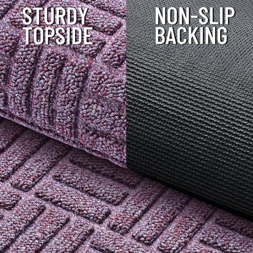 Image of OLANLY Front Door Mat Outside Entrance 71x23, Absorbent, Heavy Duty Sturdy Natural Rubber Doormat Indoor Outdoor, Non-Slip, Stain and Fade Resistant, Low Profile Floor Mat for Entryway, Violet