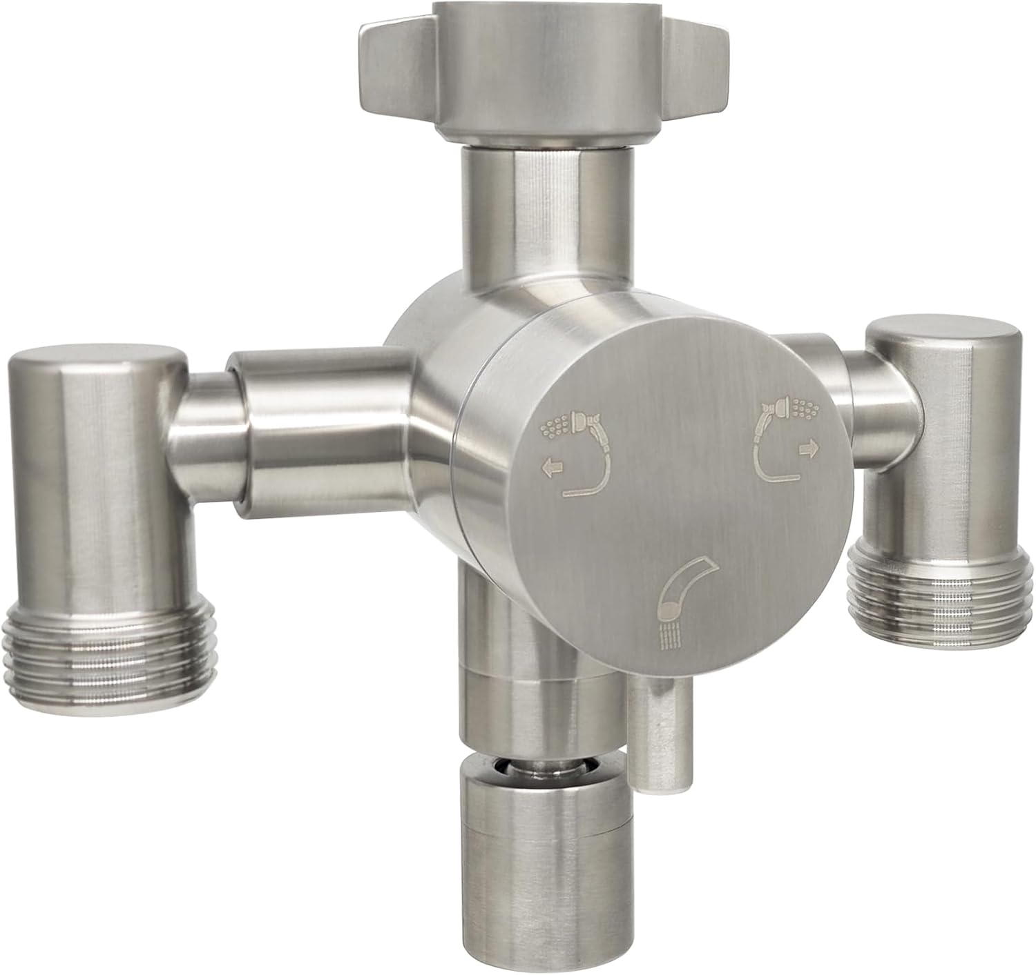 G-Sunny Stainless Steel Multi-Function Outdoor Faucet with Dual Garden Hose Adapter, Heavy Duty Outdoor Water Splitter with Extra Tap for Hand Washing, Bucket Filling (Dual Hose)