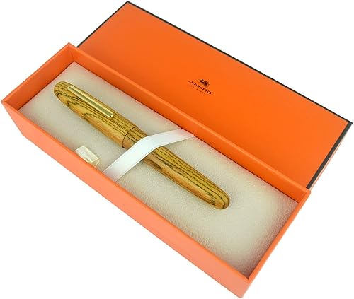 Vista 22 de Jinhao 9036 - Pluma estilográfica vintage de madera, bolígrafos naturales antiguos de roble, punta fina con convertidor de tinta recargable, juego