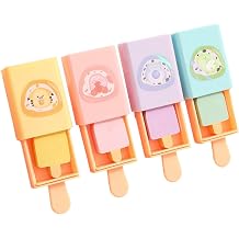 4pcs - Ice Pop Shaped Fun Magic Box Erasers Cute Cartoon Ice Cream Tip Erasers