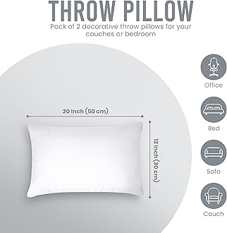 Utopia Bedding Throw Pillows Insert (Pack of 2, White) - 30 x 50 CM Bed and Couch Pillows - Indoor Decorative Pillows