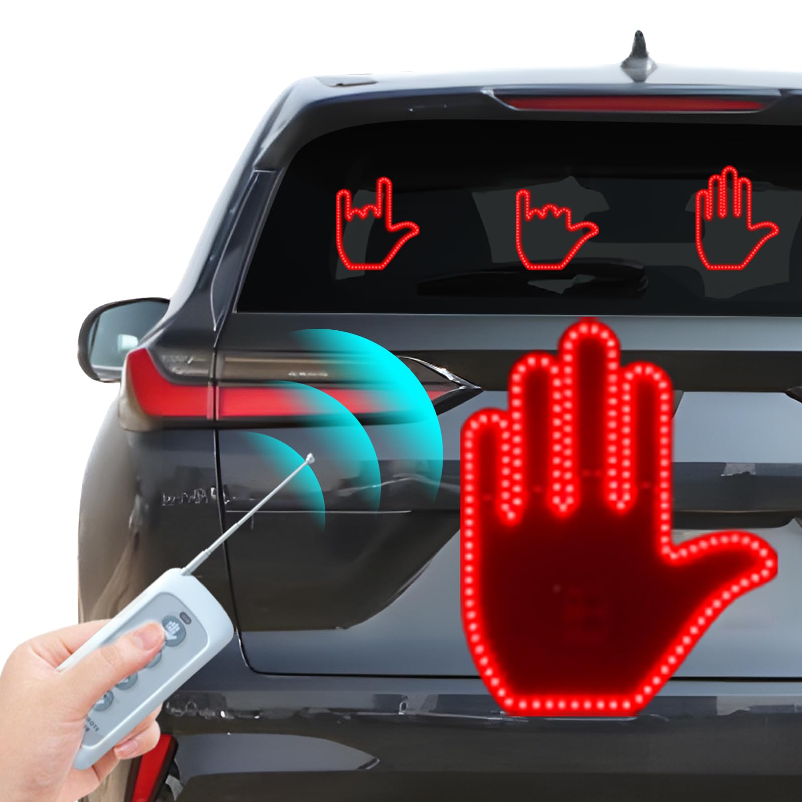 Keepdone Glogesture LED Sign Hand Gesture Light for Car, Finger Light With Remote Control, Light Up Hand for Window, Cool Accessories for Men, Funny Gifts for Car Guys