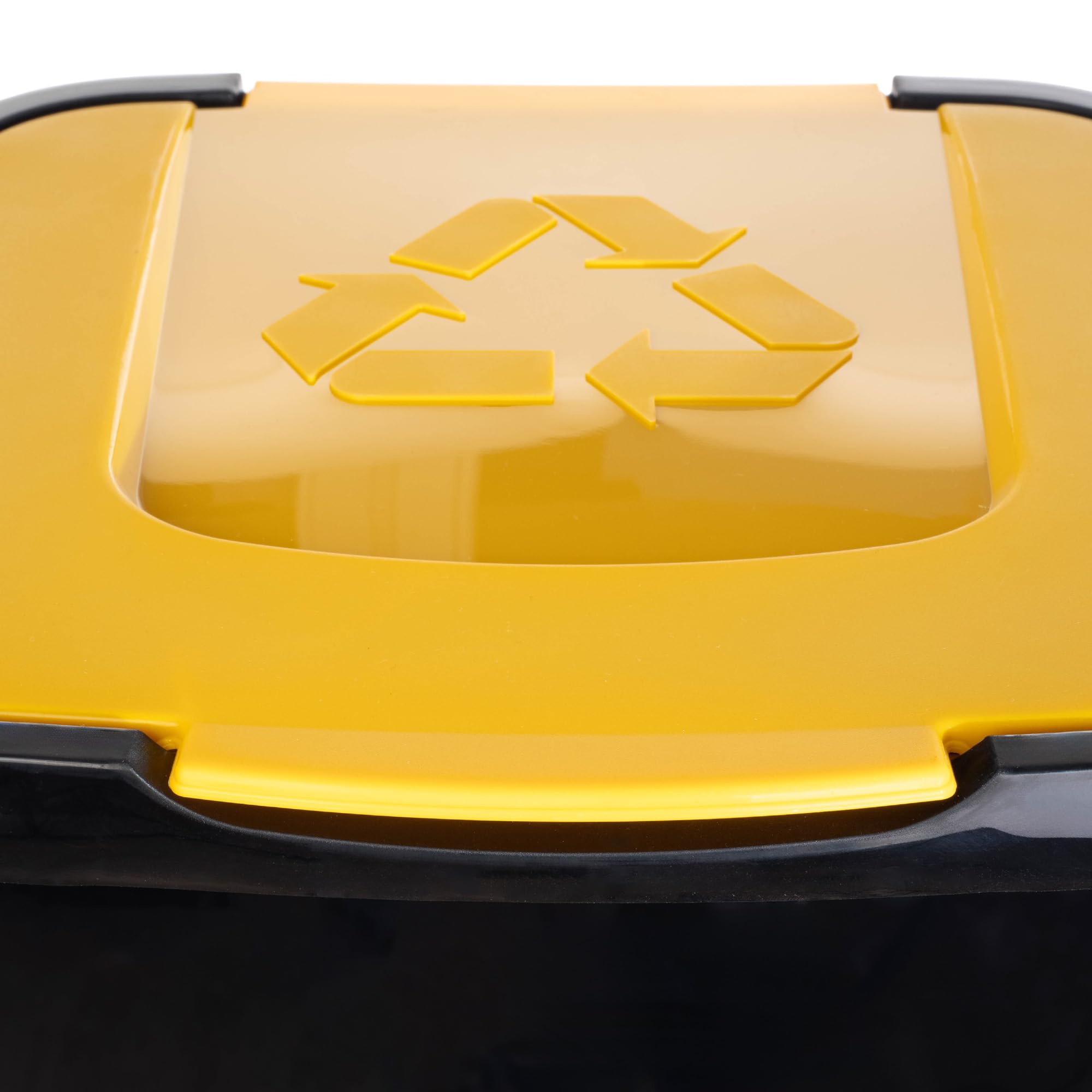 KADAX Cubo de basura grande, rectangular, de poliuretano, para separar vidrio, plástico y residuos orgánicos, 50 litros, amarillo