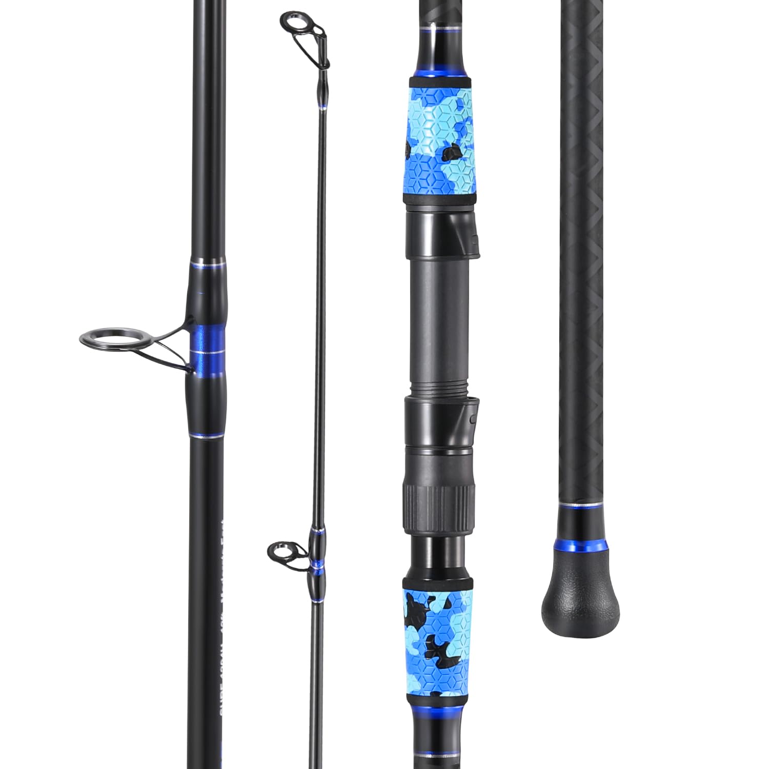 Yun Nong Surf Fishing Rod โ 4-Piece Portable Travel Rod, MH/H Power, Carbon Fiber โ 10'/11'/12'/15' for Saltwater Spinning