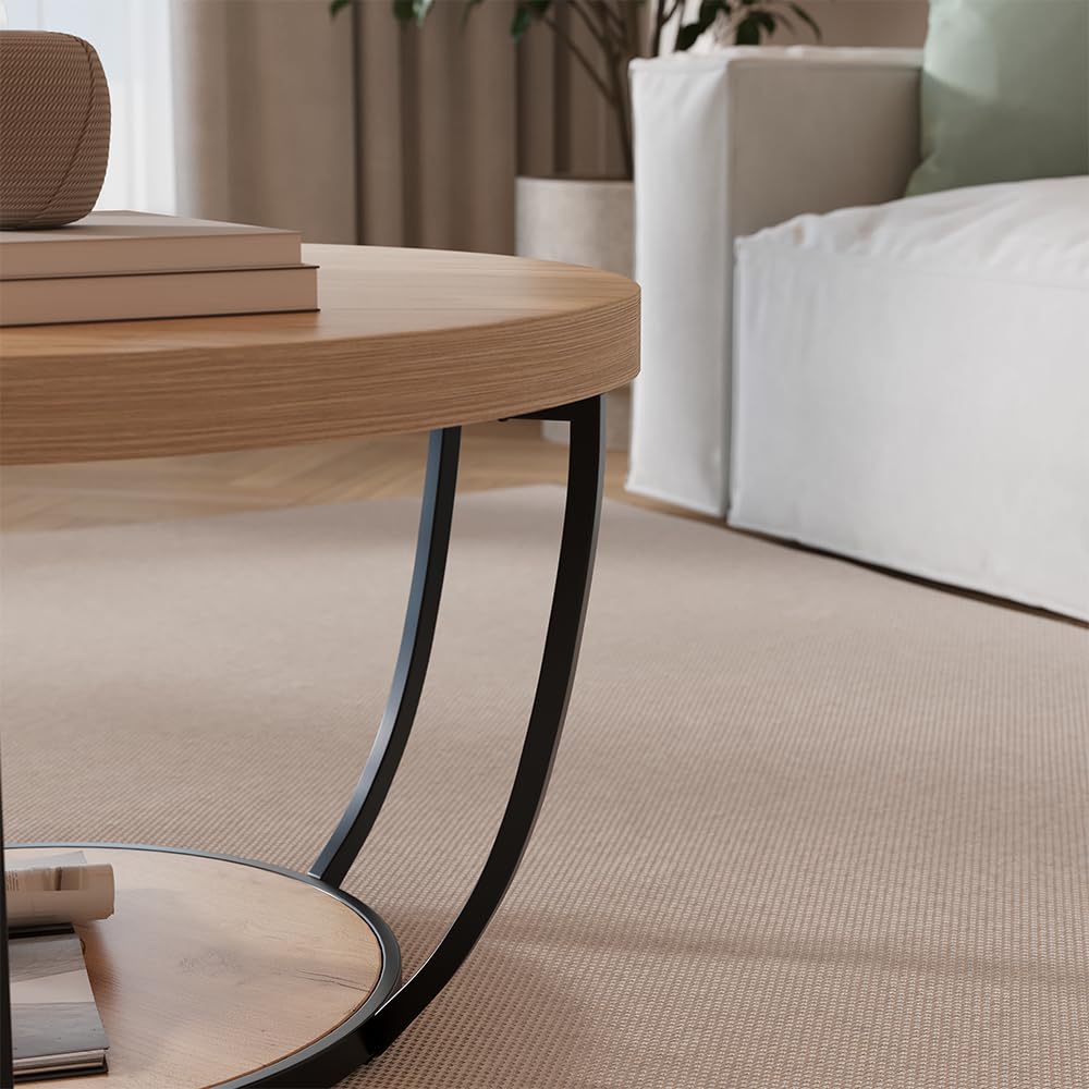 Vicco Couchtisch Arvina, Goldkraft Eiche, 80 x 80 cm | mit Ablagefach unter der Tischplatte zur Aufbewahrung
