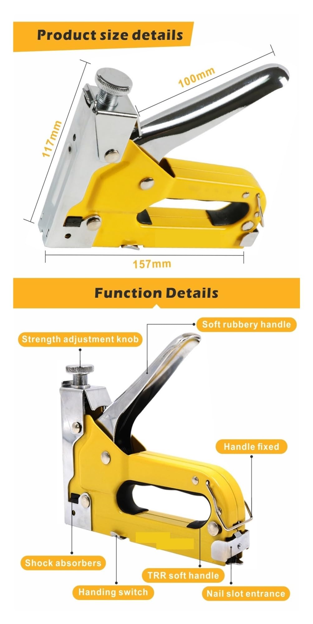 Pistola sparachiodi for uso leggero 3 in 1 Pistola for graffette for graffette manuale Brad Chiodatrice Cucitrice for tappezzeria for decorazione e carpenteria