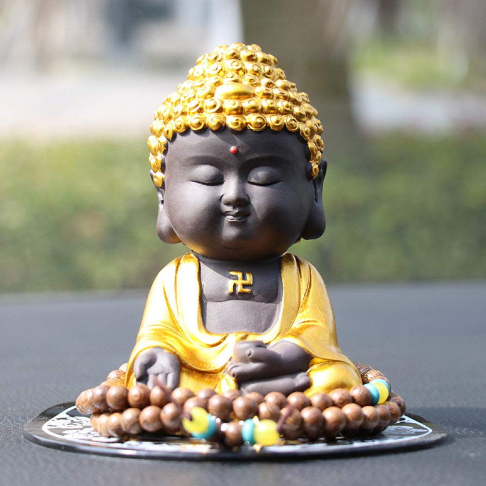 Mini statue Bouddha noir mignon, cadeau créatif idéal