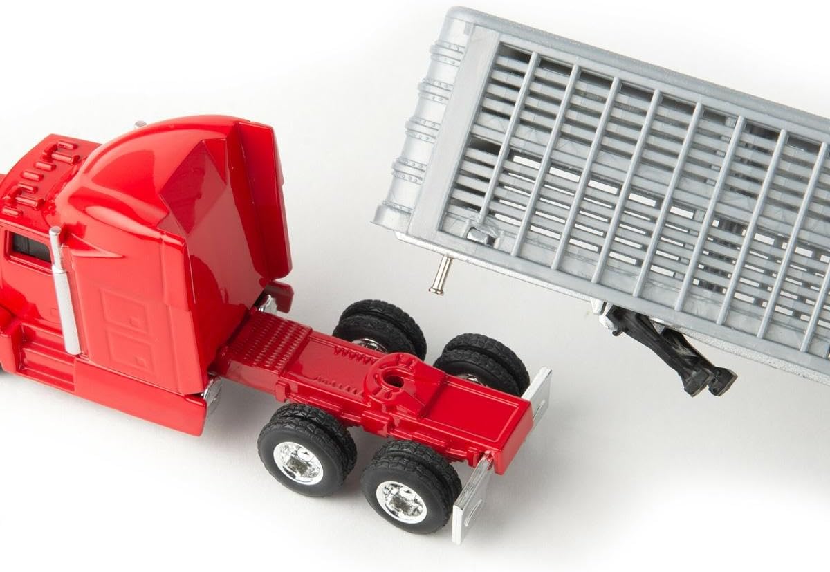 ERTL 1/64 Red Semi Truck with Cattle Trailer and Cattle