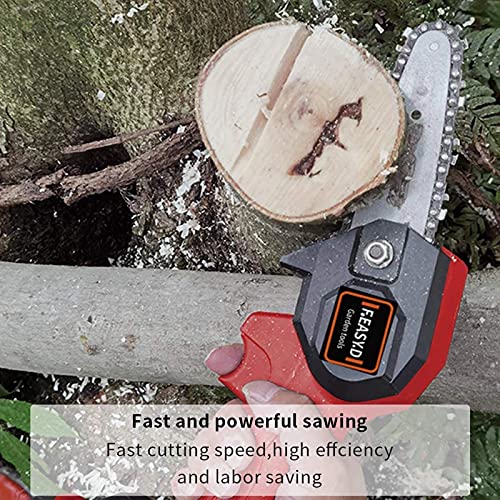 ROSG 10-Zoll-Mini-Kettensägen, Akku-Kettensäge, Akku-Elektro-Protable-Kettensäge mit Aufbewahrungsbox, Akku-Gartensäge… – Bild 5