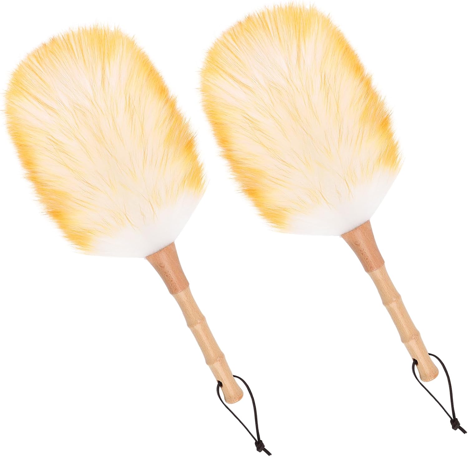 Lambswool Duster for Cleaning with Solid Wooden Handle Leather Hang Strap 87.8" Removable Retractable Feather Duster for Cleaning Ceiling Fans Window Blinds Interior Roof Furniture(2 Pack)