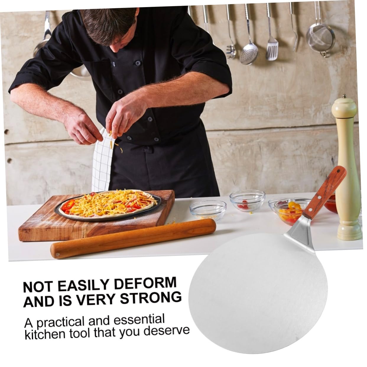DECHOUS Pelle à Pizza en Acier Inoxydable Pelle à Tarte Cuisine Chargement et Déchargement Faciles Rangement Simple pour Tartes