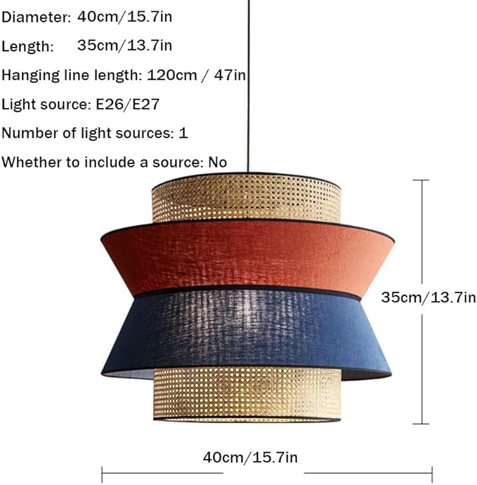 LQZCXMF Scandinavische Stoffen Plafond Hanglampen Holle Retro Decoratie Kroonluchter Vintage Lampenkap Hangende Decoratie Rustieke Japanse Lamp Voor Woonkamer Keuken photo 3