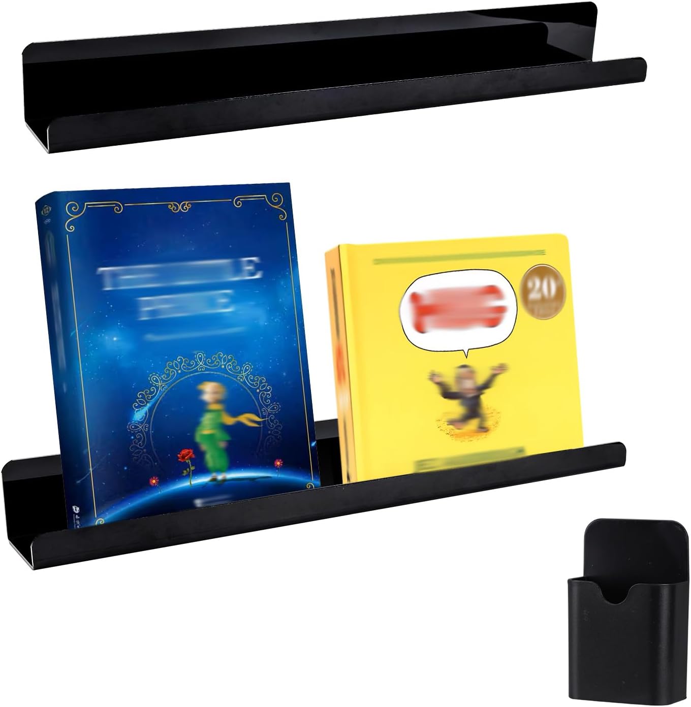 2pcs Book Shelves, Whiteboard Ledge with Marker Holder