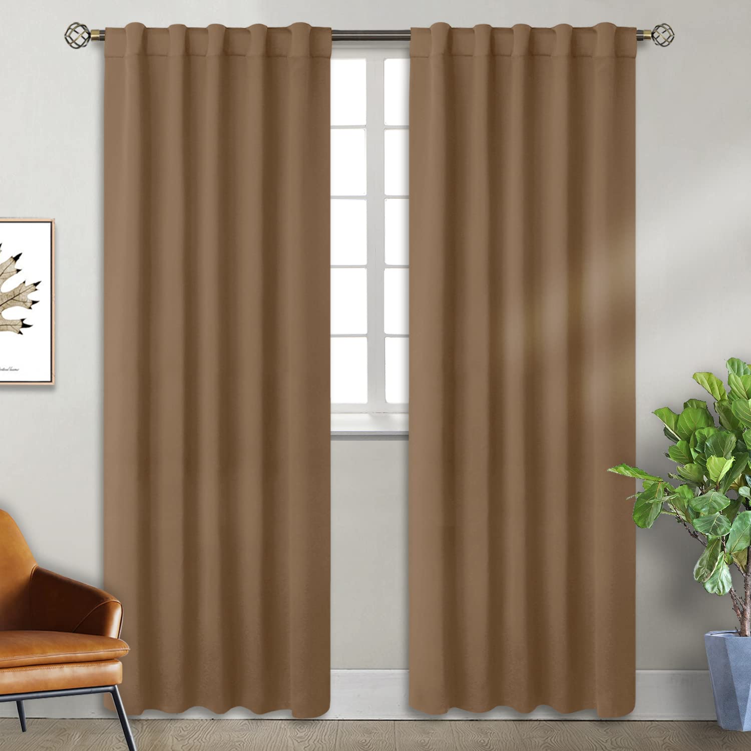 BGment Blackout Curtains with Rod Pocket and Back Tab for Bedroom, Thermal Insulated, Room Darkening Curtains for Living Room, 2 Window Curtains (42 x 84 inches, Taupe) — image 1