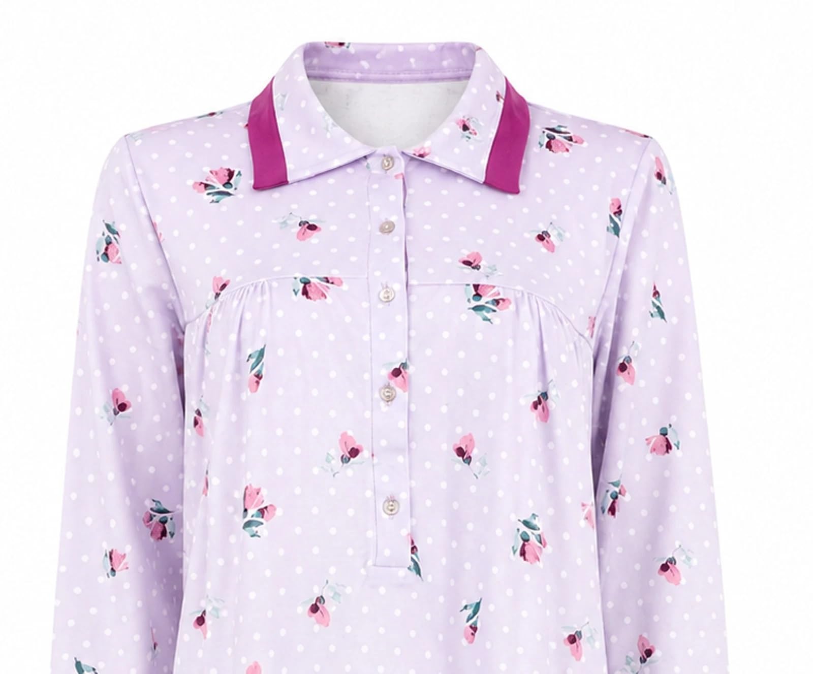 Camicia da Notte Donna Vilfram Caldo Cotone Invernale con Colletto 6137