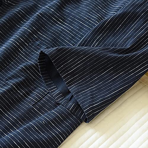SIQITECHNO Men Summer Kimono Bathrobe Long Cotton Yukata Woven Striped Pajamas Loungewear Mens Bathrobe Sleepwear Nightgown4