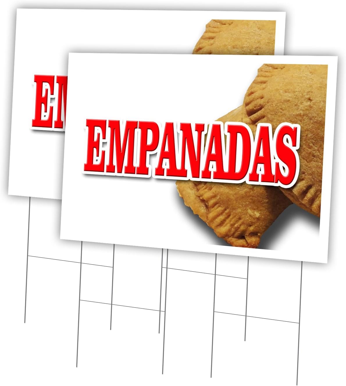 Empanadas 2 Pack of 12" x 16" Yard Sign & Stake | Advertise Your Business | Stake Included Image On Both Sides | Made in The USA