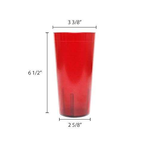 Miniatura 2 de NUEVO, vaso de restaurante de 20 onzas, vasos apilables, plástico químico resistente a la rotura, juego de 6, color rojo rubí