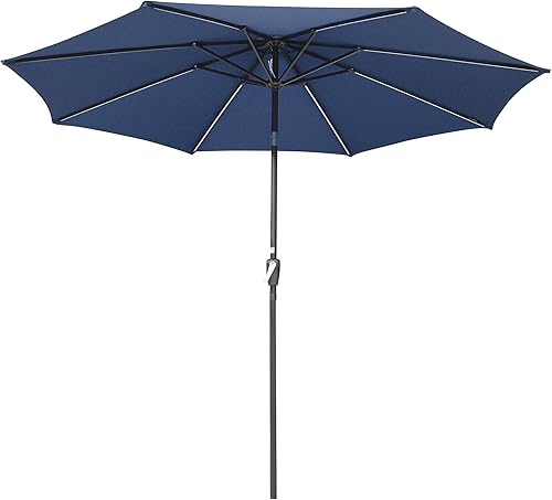 Miniatura 83 de Yescom Outdoor Solar Powered LED Patio Umbrella with Crank Tilt for Garden Backyard Deck Table Market Poolside Party Event 2-Beige,3-Negro