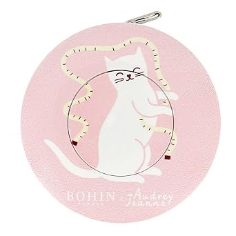 BOHIN Retractable Tape Measure 60 inches Pink Cat Design Durable Polyester Sewing and Crafting