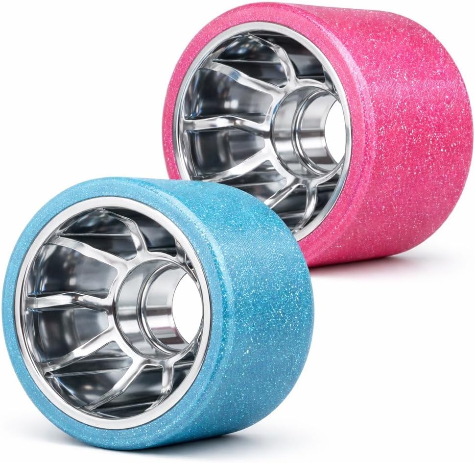 Bont Moonwalk Aluminum Hub Indoor Roller Skate Wheels, Speed & Jam, 64x42mm 96A, Set of 8 (Pink, Set of 8)