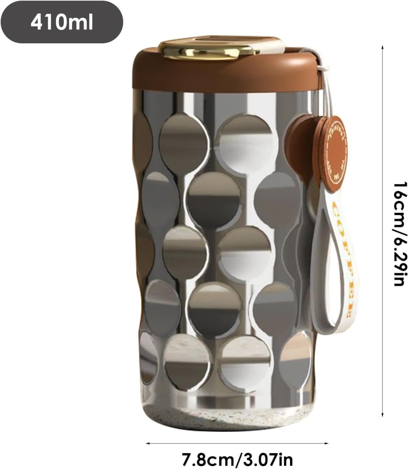 Bicchiere termico intelligente, 410 ml, LED, acciaio 316, ceramica, argento