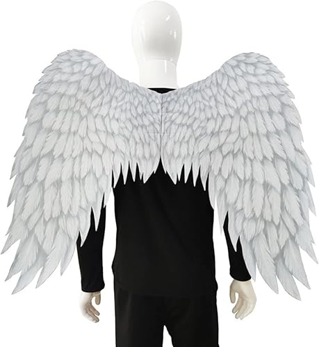 Ochine Disfraz de alas de ángel, plumas plegables, decoraciones de Halloween, alas de ángel, decoración de Navidad, regalo para niños y adultos