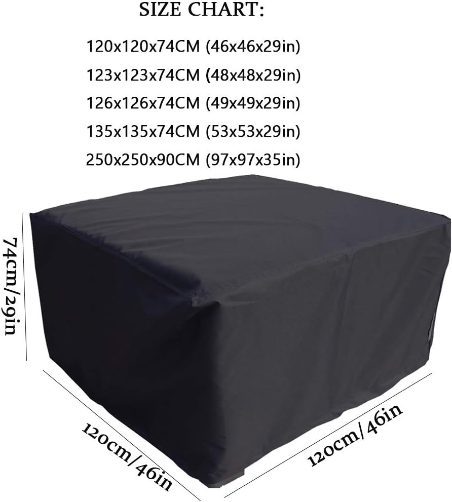 J&C Patio Furniture Cover, Outdoor Square Patio Furniture Set Covers Furniture Table Cover, Black Durable Waterproof Dust Proof Protection Covers for Garden Lawn Furniture Sets (97x97x35in)