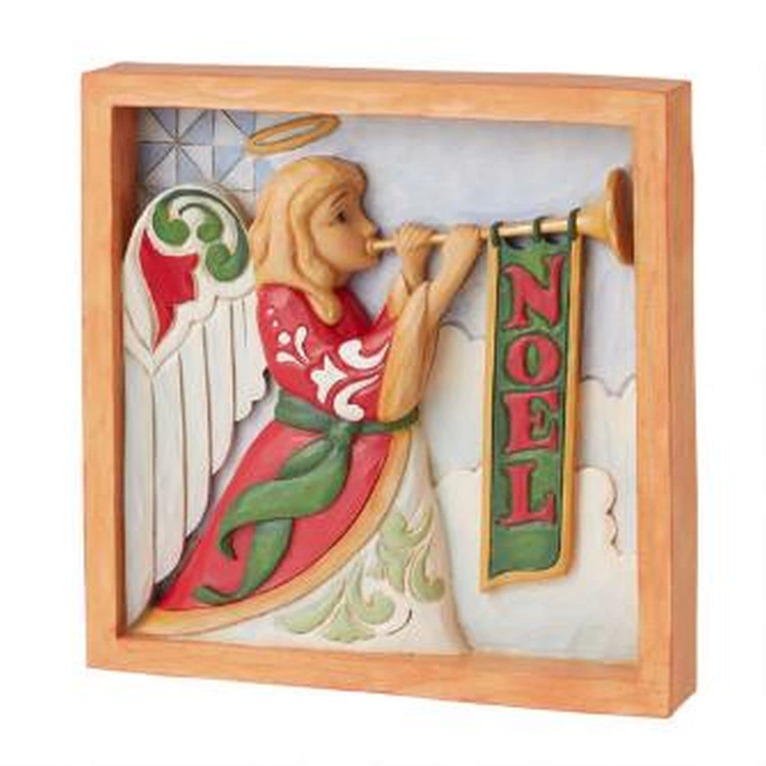 Enesco Jim Shore Heartwood Creek Angel mit Trompeten-Schild