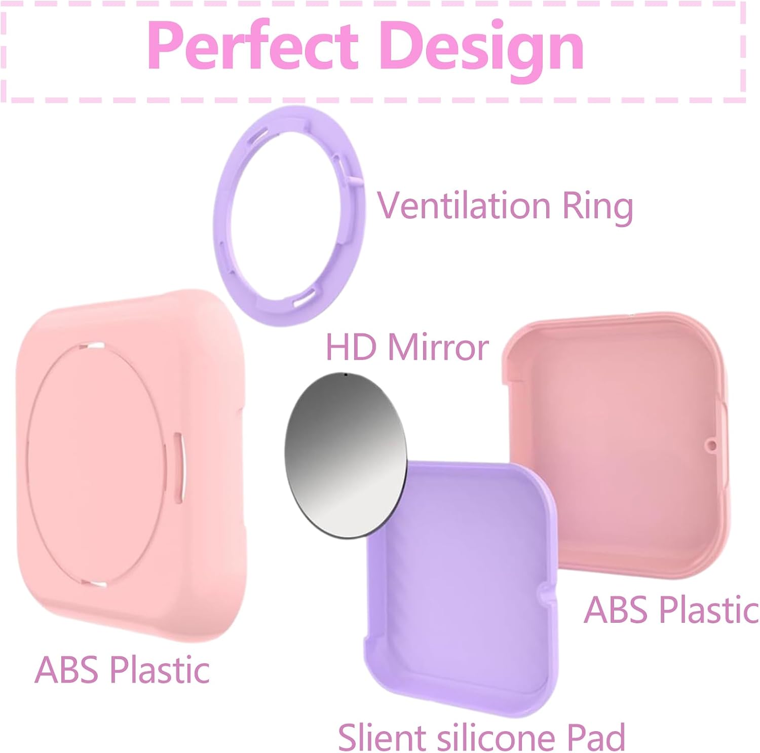 Retainer Case Slim Aligner with Vent Holes, Compatible with Invisalign, Mouth Guard Cases with Mirror, Cute Orthodontic Retainer Case with Retainer Removal Tool and Brush (Pink) image 2