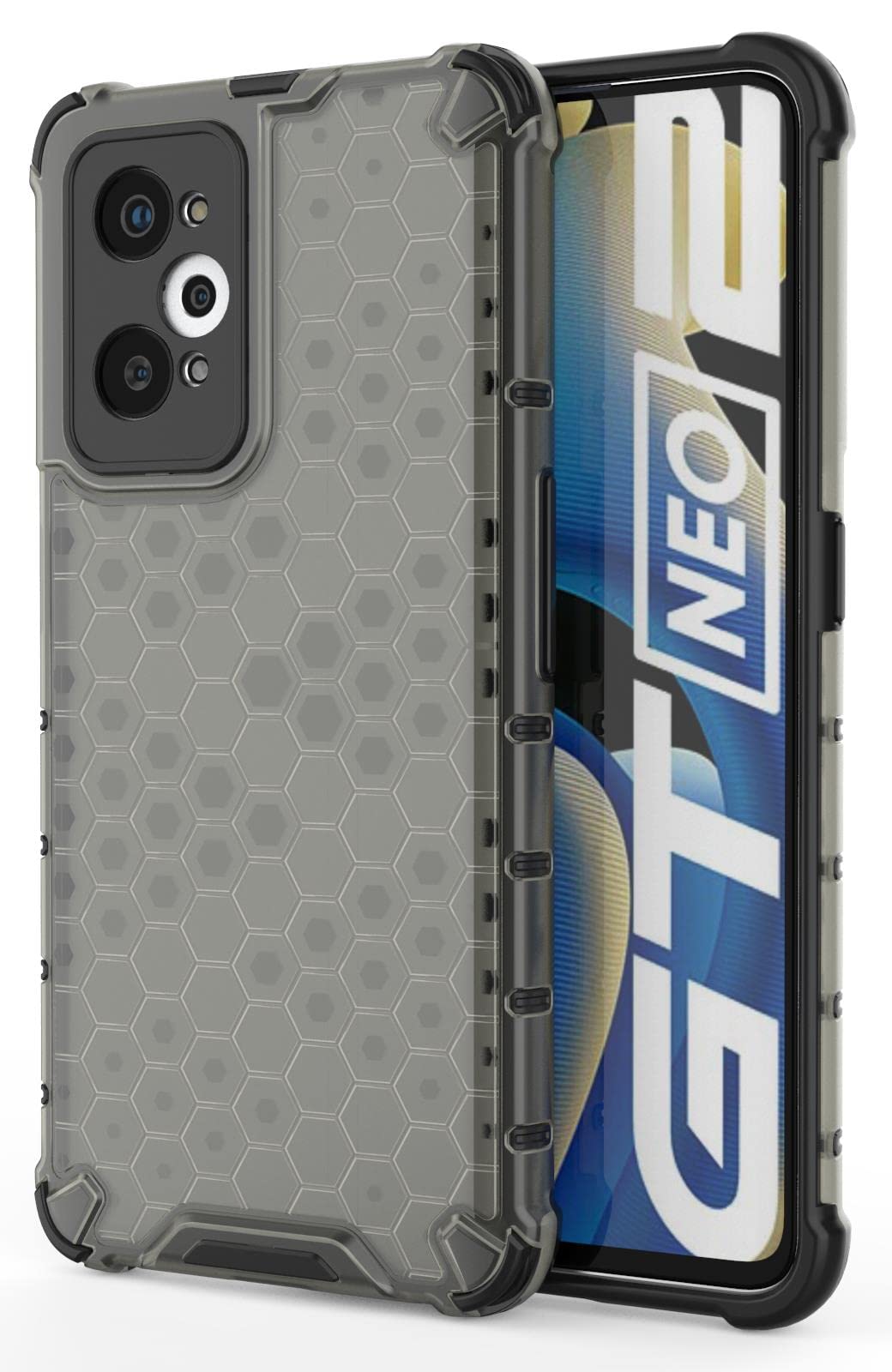 Gorilion | Compatible for Realme GT 2 / GT Neo 2 Back Case Cover for Realme GT 2 / GT Neo 2 (Silicon | Carbonfibre) - Black