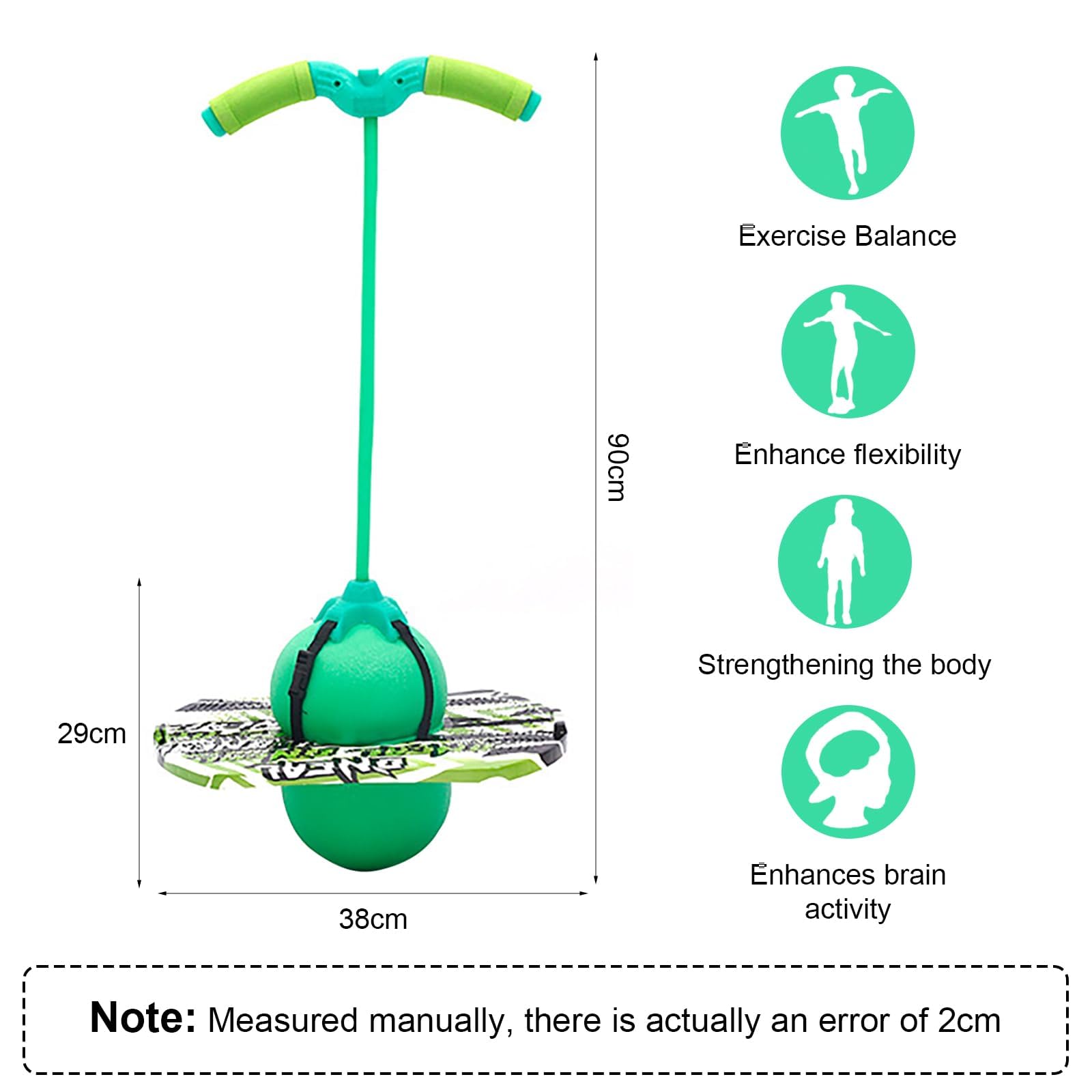 MeYuxg Pogo Stick con Maniglia, Palla per Saltare Bambini Adulti, Giochi da Esterno per Bambini, capacità di Carico 100 kg, Palla Salta Salta per L'allenamento Dell'equilibrio e Lo Sport (Verde)