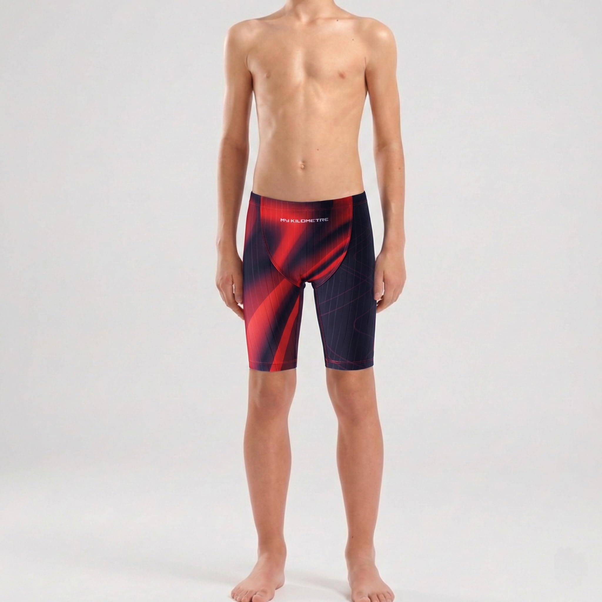 MY KILOMETRE Maillot de Bain Garçon Jammer Compétition - Short de Natation Enfant Résistant au Chlore, Séchage Rapide & Élastique