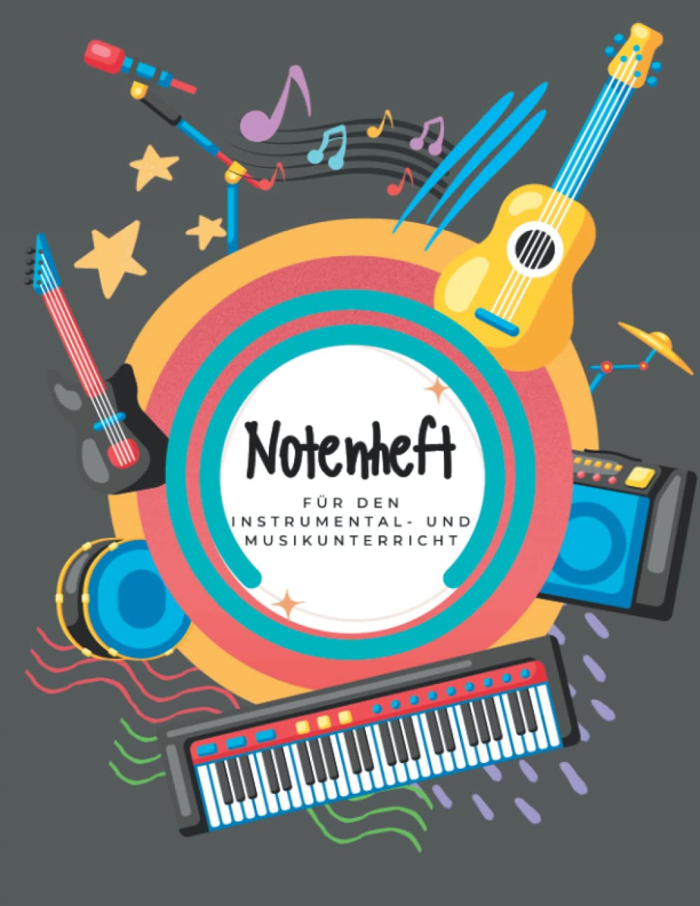 Cahier de musique 6 grandes portées avec guide des notes pour piano et solfège