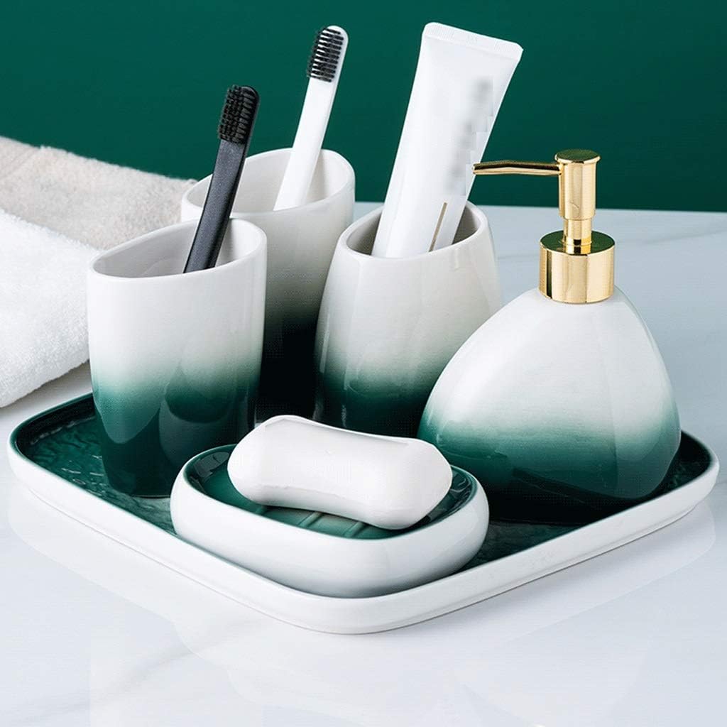 Generic Dispenser Pump Soap Dispenser Bathroom Shower Pump Gradient Green Bathroom Accessories Set 450Ml/15.2Oz Soap Dispenser Retro Ceramic Lotion Dispenser (Color : Soap Dish)