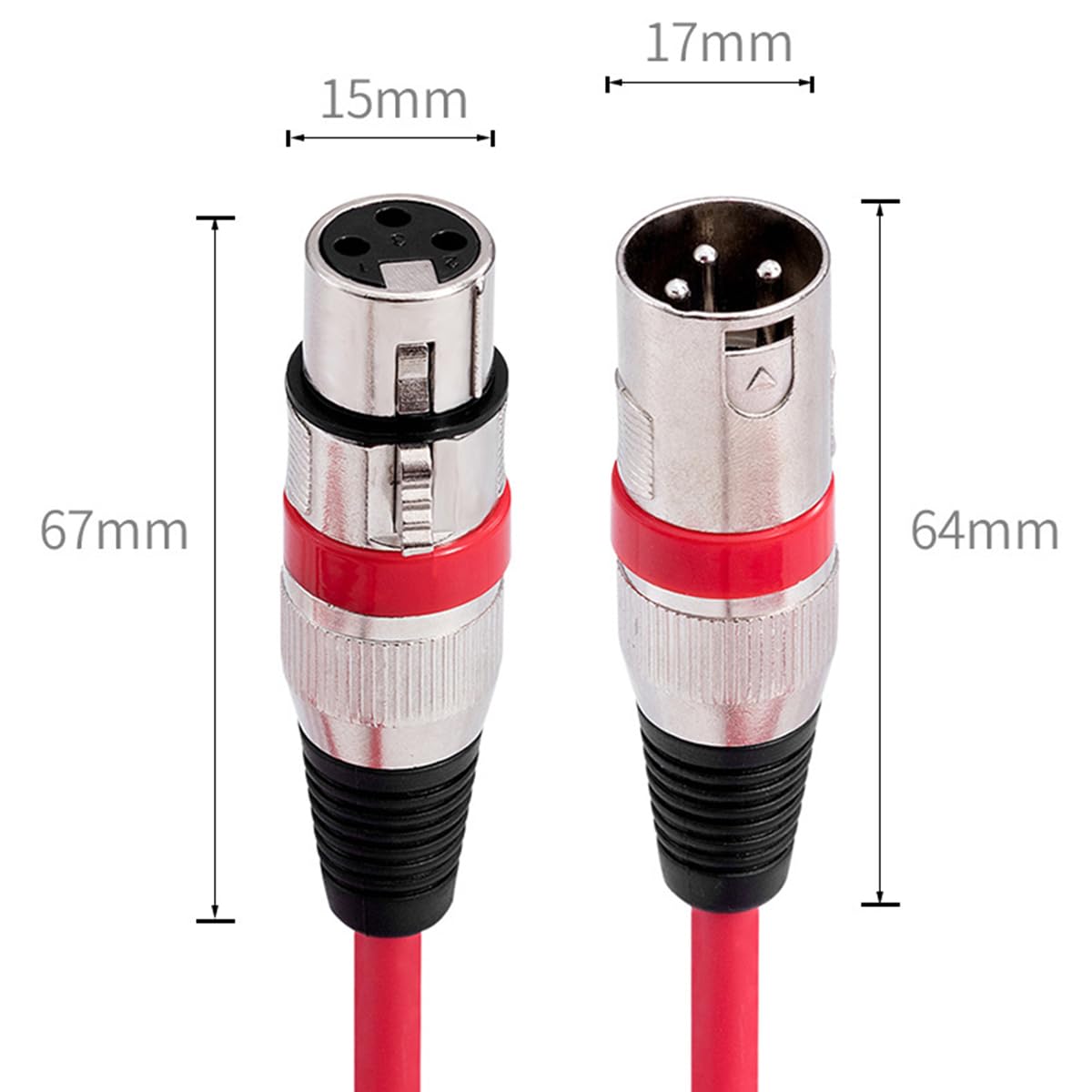 Laroal 6Packs Mic Cable Cord XLR Cable Microphone Cable Male to Female Balanced XLR Microphone Wire DMX Patch Cord(30cm Purple/Red/Blue/Orange/Yellow/Green) - Image 2
